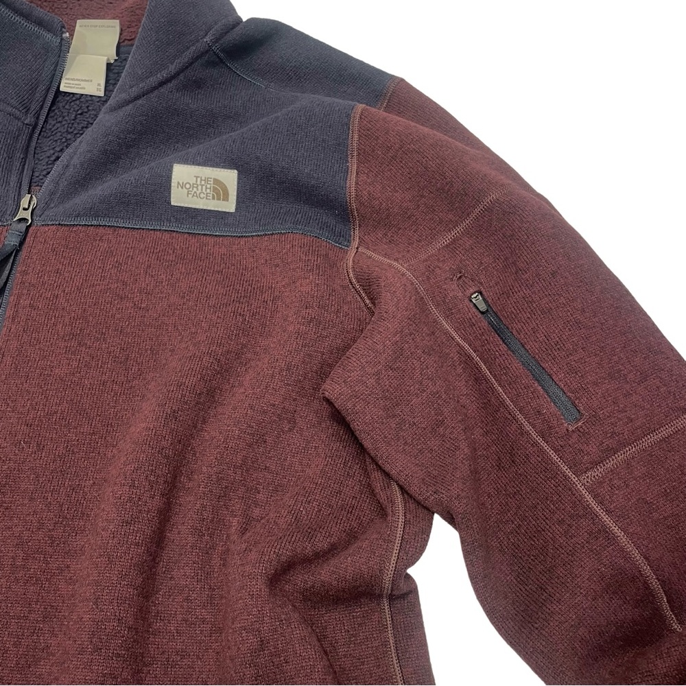 The North Face Men’s Pullover Fleece Size XL Maroon/Navy Colorblock Q Zip - Picture 6 of 11